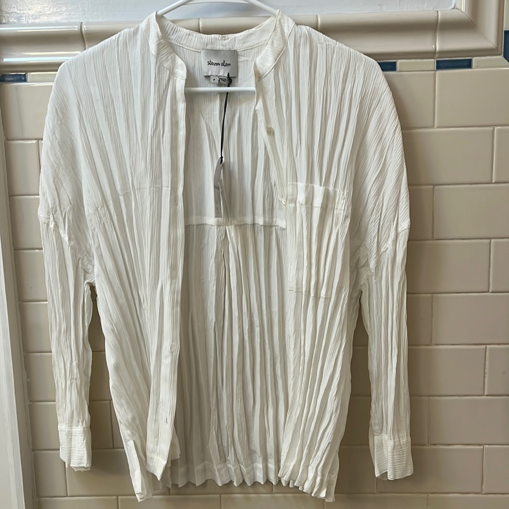 NWT Steven Alan white crinkle button-down